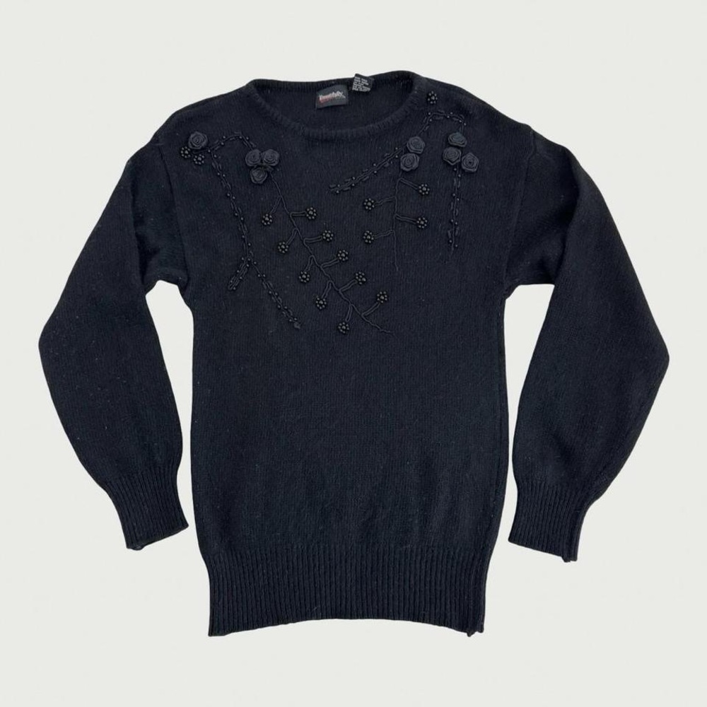 80s Embroidered Beaded Sweater